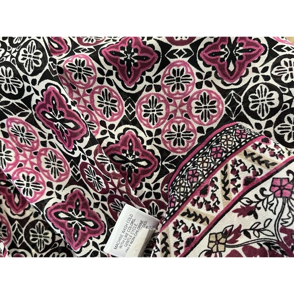 Croft & Barrow 1X Magenta Medallion Print Blouse 3/4 Sleeve Stretch Boho Peasant - Picture 6 of 8